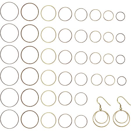 CHGCRAFT 240Pcs 8 Sizes Earrings Beading Hoop Round Earring Circle Charms Open Bezel Pendant Frame for Dangle Earrings Jewelry Crafts Making, Antique Bronze, 14~30mm Diameter