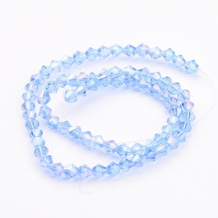 NBEADS 20 Strands Bicone LightBlue Glass Beads with 4mm in diameter,Hole:1mm,about 83pcs/strand