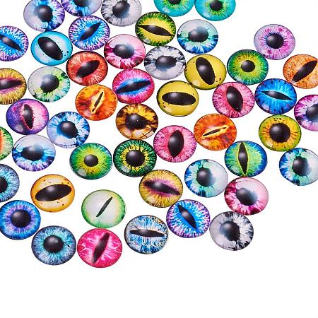 ARRICRAFT 200PCS 12mm Mixed Color Lucky Evil Eye Glass Flatback Scrapbooking Dome Cabochons