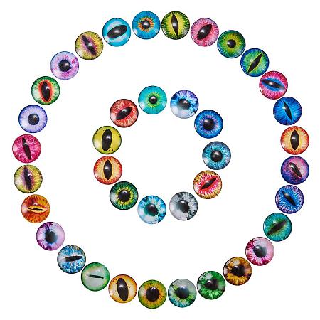 NBEADS 100 Pcs Eye Half Round/Dome Printed Glass Cabochons, Mixed Color, 25x7mm