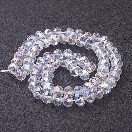 NBEADS 10 Strands AB Color Plated Flat Round Clear Electroplate Glass Beads Strands with 10mm in diameter,7mm thick,hole:2mm,about 72pcs/strand