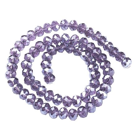 NBEADS 10 Strands AB Color Plated Faceted Abacus Indigo Electroplate Glass Beads Strands With 8x6mm,hole:1mm,About 72pcs/Strand