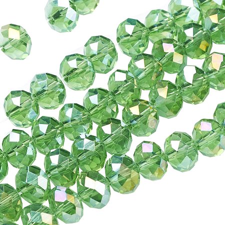 NBEADS 10 Strands AB Color Plated Faceted Abacus LimeGreen Electroplate Glass Beads Strands with 8x6mm,Hole: 1mm,about 72pcs/Strand