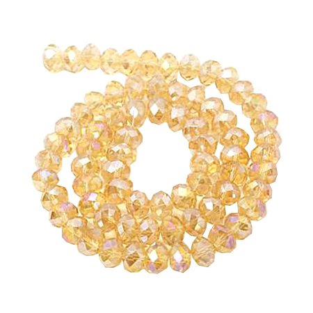 NBEADS 10 Strands AB Color Plated Faceted Abacus Goldenrod Electroplate Glass Beads Strands with 8x6mm,Hole: 1mm,about 72pcs/Strand
