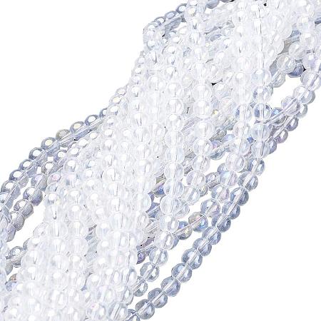 ARRICRAFT 50 Strands 8mm Glass Beads Round Beads Clear AB Color Plated Beads for Jewelry Making, Hole: 1mm, About 42pcs/Strand