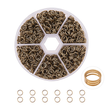 PandaHall Elite Antique Bronze Iron Split Rings Diameter 6mm Double Loop Jump Rings for Jewelry Making, about 700pcs/box
