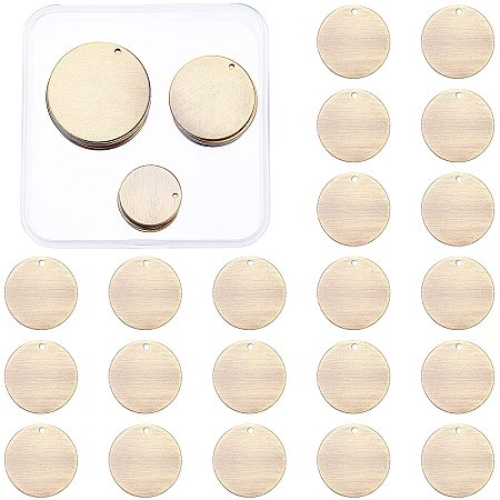 BENECREAT 30 Pack 18/25/30mm Stamping Blank Round Tag Charms Links Connectors with Hole and Storage Box for Necklace Bracelet Dog Tags Making