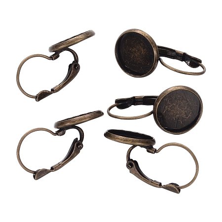 ARRICRAFT 200pcs Antique Bronze Brass Lever Back Hoop Earring Components Lead Free Cadmium Free Nickel Free, 25x14mm