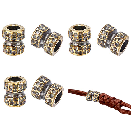 Nbeads Brass Spacer Beads, Column, Antique Bronze, 13.5x11.5mm, Hole: 6.5mm, 6pcs/bag