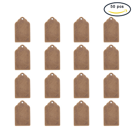 PandaHall Elite 50 Pcs Brass Flat Blank Stamping Tag Pendants Charms 21x12x0.5mm for Jewelry Making Antique Bronze