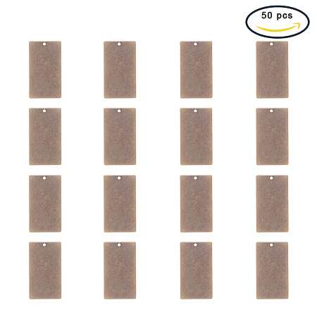 PandaHall Elite 50 Pcs Brass Flat Rectangle Blank Stamping Tag Pendants Charms 32x18x0.5mm for Jewelry Making Antique Bronze