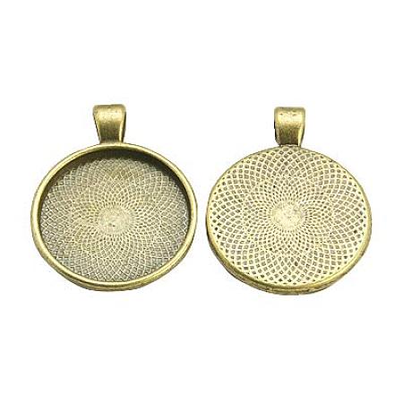 ArriCraft 100pcs Metal Alloy Flat Round Pendant Cabochon Settings for Pendant Necklace Jewelry Making, DIY Findings for Jewelry Making, Antique Bronze Tray: 25.5x25.5mm