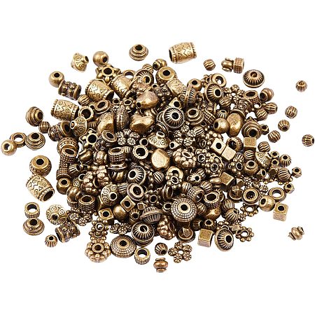 NBEADS About 100g Tibetan Style Alloy Spacer Beads,20 Styles Random Mixed Metal Flower Cone Round Column Spacer Beads for DIY Jewelry Craft Making