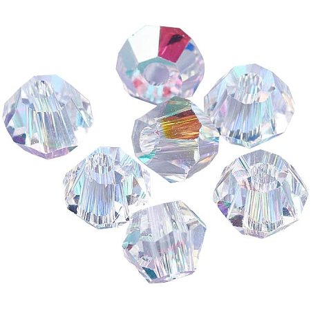 CHGCRAFT 200pcs K9 Glass Rhinestone Beads Faceted Bicone Crystal AB K9 Glass Rhinestone Beads for Jewelry Making, 3x3mm, Hole 0.8mm