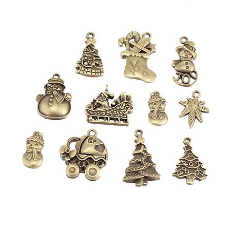 NBEADS 40pcs/100g Antique Bronze Mixed Tibetan Style Christmas Alloy Pendants Jewelry Making