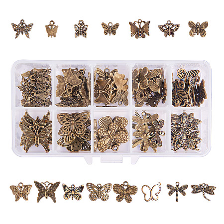 PandaHall Elite 90 Pieces 15 Style Antique Bronze Tibetan Alloy Butterfly Charms DIY Jewelry Making