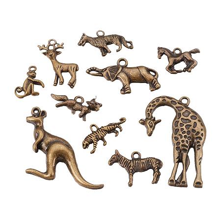 ARRICRAFT 30 pcs Tibetan Style Alloy Pendants, Animal Theme Pendant Charms for Jewelry Making, Antique Bronze