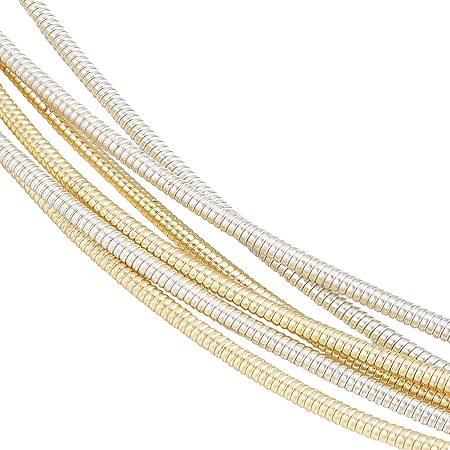 BENECREAT 18Gauge French Bullion Wire, Light Gold and Silver Hard Round Copper French Metalic Wire Sewing DIY Accessories for Jewelry Making Embroidery Metalic Purl Wire