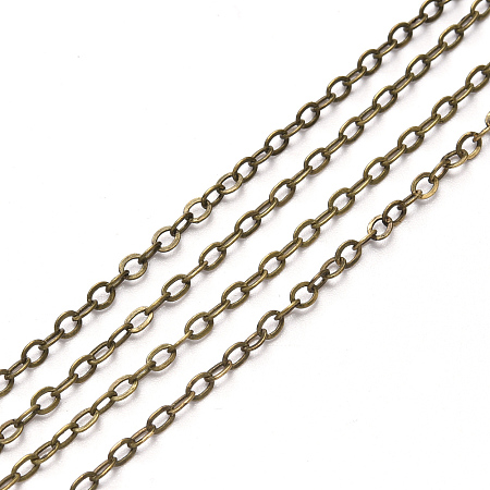 Honeyhandy 3.28 Feet Brass Cable Chains, Soldered, Flat Oval, Antique Bronze, 2.6x2x0.3mm, Fit for 0.7x4mm Jump Rings