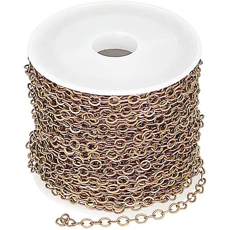 Arricraft 10m/32.80 Feet Antique Bronze Chains, Brass Cable Chains, 1 Roll Chains for Necklace Jewelry Accessories DIY Making-Lead Free and Nickel Free
