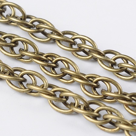 Honeyhandy Iron Rope Chains, Unwelded, Antique Bronze Color, Link: 4mm, Wire: 0.8mm thick