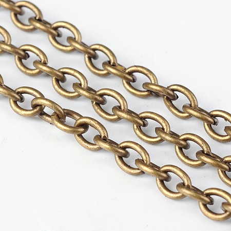 Honeyhandy Iron Cable Chains, Unwelded, with Spool, Oval, Lead Free & Nickel Free, Antique Bronze, 6.2x4.5x1.2mm