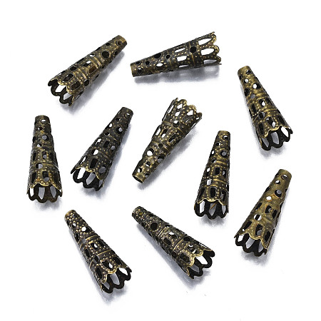 ARRICRAFT Iron Filigree Bead Caps, Nickel Free, Antique Bronze, 22x9mm, Hole: 3mm