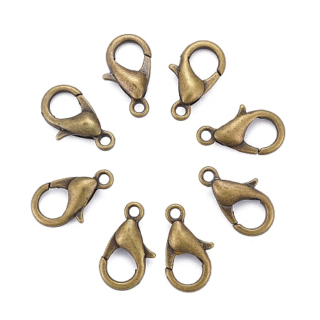 ARRICRAFT Antique Bronze Alloy Lobster Claw Clasps, Parrot Trigger Clasps, Vintage Jewelry Making Clasps, Cadmium Free & Nickel Free & Lead Free, Size: about 6mm wide, 12mm long, hole: 1.2mm