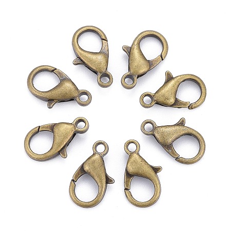 Honeyhandy Antique Bronze Alloy Lobster Claw Clasps, Parrot Trigger Clasps, Vintage Jewelry Making Clasps, Cadmium Free & Nickel Free & Lead Free, Size: about 8mm wide, 14mm long, hole: 1.2mm