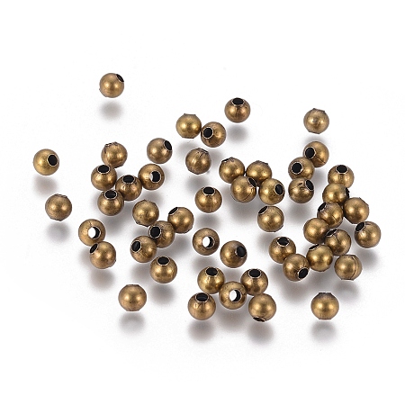 Honeyhandy Iron Round Spacer Beads, Nickel Free, Antique Bronze Color, 4mm in diameter, hole: 1.5mm