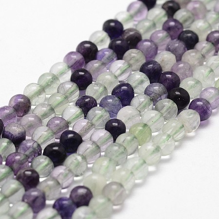 Honeyhandy Natural Fluorite Bead Strands, Round, Grade AB, 4mm, Hole: 1mm, about 96pcs/strand, 14.9 inch~15.1  inch