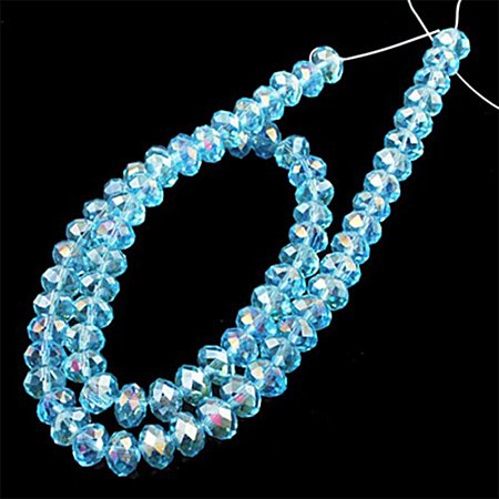 NBEADS 1 Strand AB Color Plated Faceted Abacus DeepSkyBlue Electroplate Glass Beads Strands with 10x7mm,Hole: 1mm,about 72pcs/strand