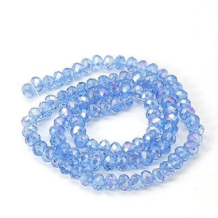 NBEADS 1 Strand AB Color Plated Faceted Abacus Blue Electroplate Glass Beads Strands with 6x4mm,about 100pcs/Strand
