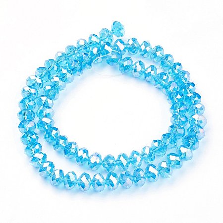 NBEADS 1 Strand AB Color Plated Faceted Abacus SkyBlue Glass Beads Strands for Jewelry Making with 8x6mm,about 72pcs/Strand