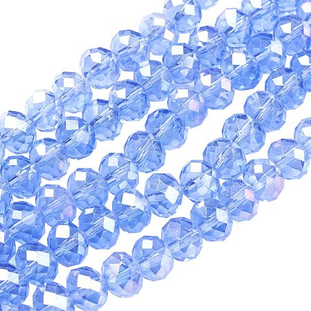 NBEADS 1 Strand AB Color Plated Faceted Abacus Light Blue Electroplate Glass Beads Strands with 8x6mm,about 72pcs/Strand