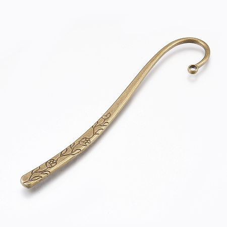Honeyhandy Tibetan Style Alloy Bookmarks Findings, Antique Bronze, 120x22x2.5mm, Hole: 3mm