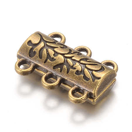 Honeyhandy Alloy Magnetic Clasps with Loops, Antique Bronze,14x19x6mm, Hole: 2mm