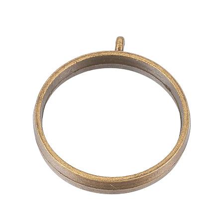 PandaHall Elite Alloy Open Back Bezel Pendants for DIY Resin Pressed Flower Jewelry Ring Antique Bronze 32.5x28.5x4.5mm Hole: 2mm; Inner Diameter: 25mm