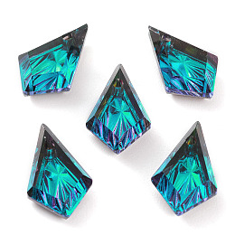 Honeyhandy Embossed Glass Rhinestone Pendants, Faceted, Kite, Bermuda Blue, 13x8x4mm, Hole: 1.2mm