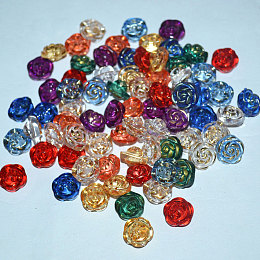 Honeyhandy 1-Hole Rose Plastic Shank Buttons, Mixed Color, 12.5mm, Hole: 1.5mm, about 500pcs/bag