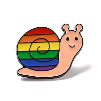 Honeyhandy Rainbow Pride Snail Enamel Pin, Animal Alloy Badge for Backpack Clothing, Electrophoresis Black, Colorful, 21x27x2mm, Pin: 1mm