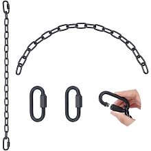 UNICRAFTALE 2pcs 27.76 inch Black Heavy Duty Hanging Chains with 2 Carabiners Hanging Kits Stainless Steel Paperclip Chains for Indoor Outdoor Playground Hanging Chair Hammock Punching Bags