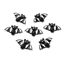 Honeyhandy Halloween Alloy Enamel Pendants, Bat, Electrophoresis Black, 26x40x6mm, Hole: 2mm, 10pcs/bag