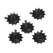 Halloween Alloy Pendants, with Black Resin, Evil Eye, Electrophoresis Black, 27.5x25x4.5mm, Hole: 1.6mm