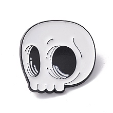 Honeyhandy Skull Enamel Pin, Halloween Alloy Brooch for Backpack Clothes, Electrophoresis Black, WhiteSmoke, 31.5x32.5x1.5mm