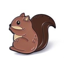 Honeyhandy Squirrel Enamel Pin, Cute Alloy Enamel Brooch for Backpacks Clothes, Electrophoresis Black, Camel, 27x31x11mm