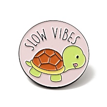 Honeyhandy Tortoise with Word Slow Vibes Enamel Pin, Electrophoresis Black Alloy Brooch for Backpack Clothes, Misty Rose, 30.5x2mm