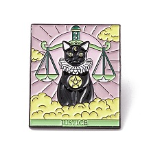 Honeyhandy Justice Word Enamel Pin, Cat Tarot Alloy Badge for Backpack Clothes, Electrophoresis Black, Scales Pattern, 30.5x25.5x1.5mm, Pin: 1mm