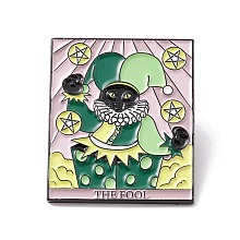 Honeyhandy The Fool Word Enamel Pin, Cat Tarot Alloy Badge for Backpack Clothes, Electrophoresis Black, Player Pattern, 30.5x25.5x1.5mm, Pin: 1mm