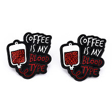 Honeyhandy Word Coffee Is My Blood Type Enamel Pin, Medical Alloy Badge for Backpack Clothes, Electrophoresis Black, Red, 34x33x1.5mm, Pin: 1mm